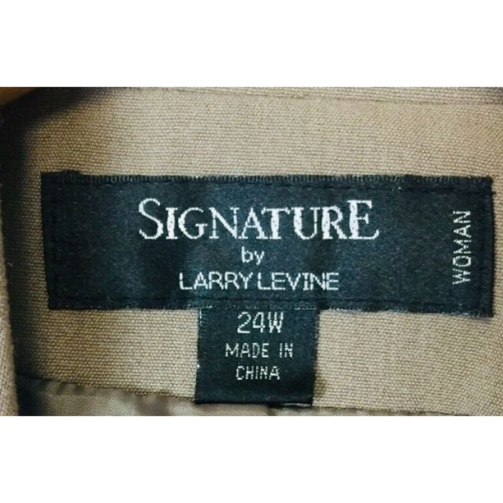 Signature By Larry Levine Suit Jacket Blazer Khaki Beige Long Sleeve Plus 24 W - Picture 5 of 7